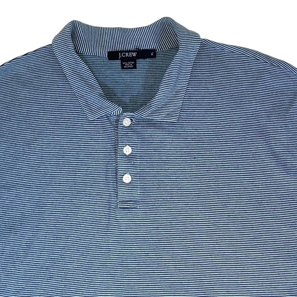 J. Crew Polo Shirt Men's X-Large XL Pinstripe Short Sleeve Blue 100% Cotton‎ EUC - Picture 2 of 8